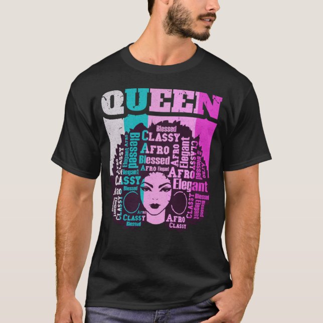 Black Queen Melanin Magic Sista Woman Queens Brown T Shirt (Framsida)