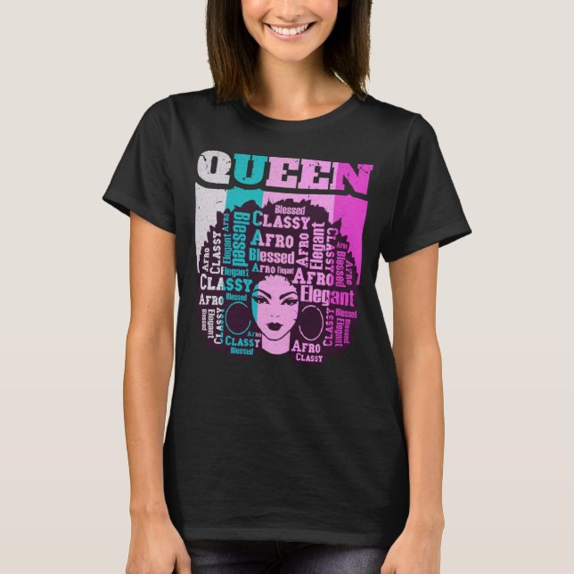 Black Queen Melanin Magic Sista Woman Queens Brown T Shirt (Framsida)
