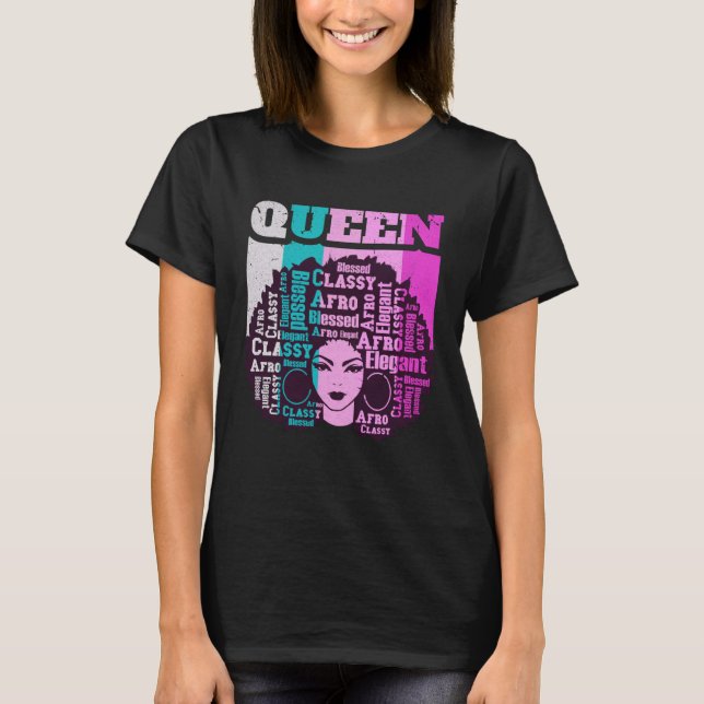 Black Queen Melanin Magic Sista Woman Queens Brown T Shirt (Framsida)