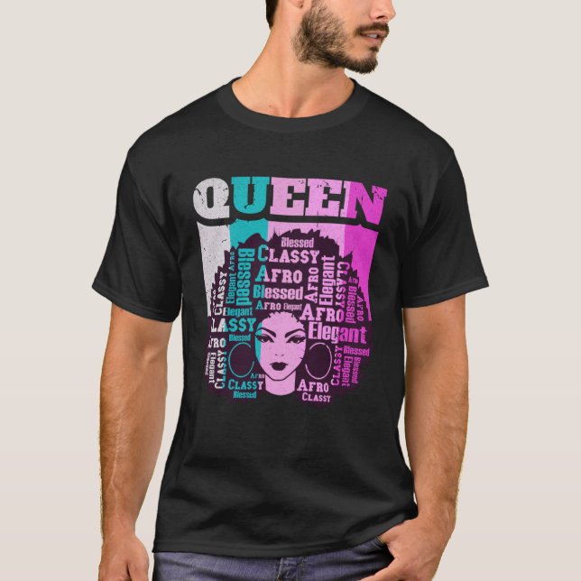 Black Queen Melanin Magic Sista Woman Queens Brown T Shirt (Framsida)