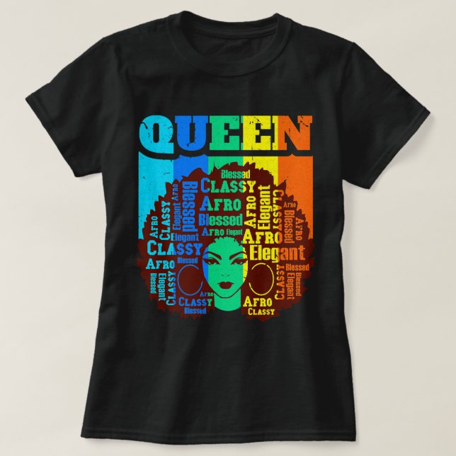 Black Queen Melanin Magic Sista Woman Queens Brown T Shirt (Design framsida)