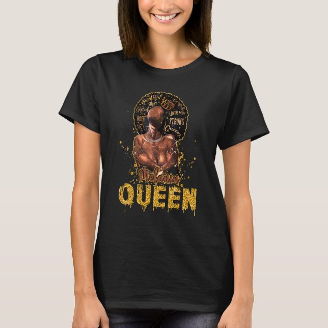 Black Queen Melanin Queen Proud of Black Culture T Shirt (Framsida)