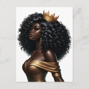 Black Queen melanin Sista African Beautif Helg Vykort