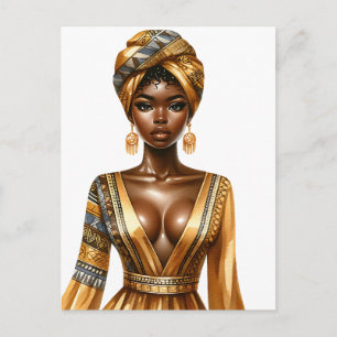 Black Queen melanin Sista African Beautif Helg Vykort