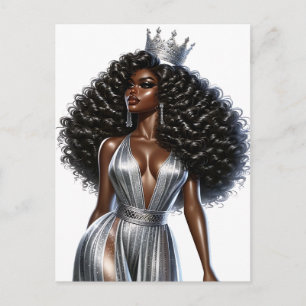 Black Queen melanin Sista African Beautif Helg Vykort