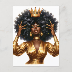 Black Queen melanin Sista African Beautif Helg Vykort