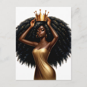 Black Queen melanin Sista African Beautif Helg Vykort