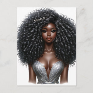 Black Queen melanin Sista African Beautif Helg Vykort