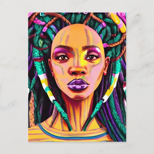 Black Queen melanin Sista Amerikanska kvinnan Helg Vykort (Framsida)