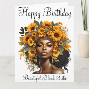 Black Queen melanin sista födelsedagen kärlek Kort
