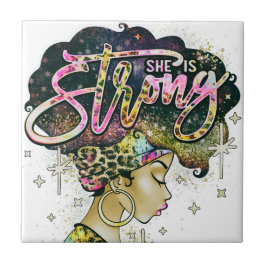 Black Queen Melanin Woman Brown Skin Sista Magic Kakelplatta