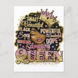 Black Queen Melanin Woman Sista Kärlek Vykort