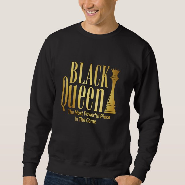 Black Queen Mest Power Chess African American W Lång Ärmad Tröja (Framsida)