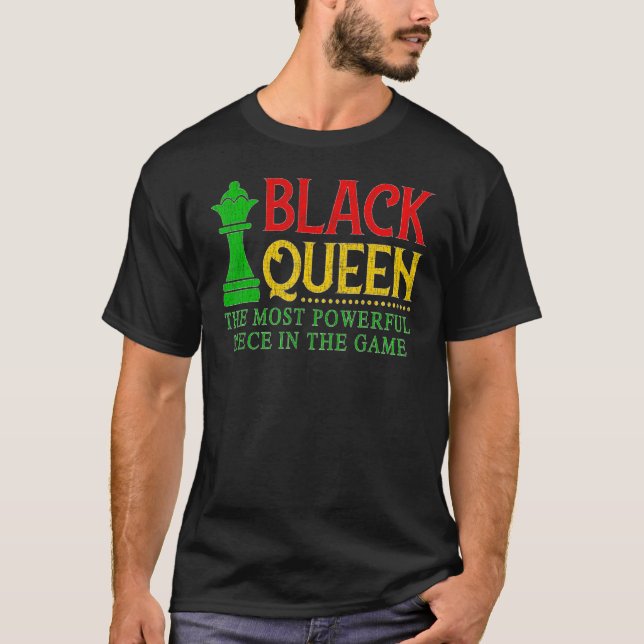Black Queen Mest Power Chess African American W T Shirt (Framsida)