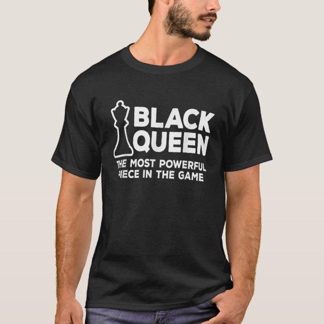 Black Queen Mest Power Chess African American W T Shirt (Framsida)
