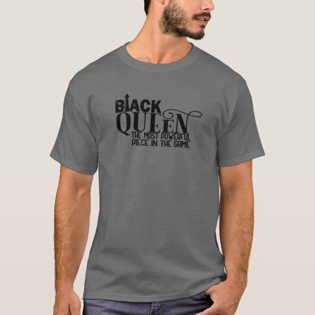 Black Queen Mest Powerged Chess African American T Shirt (Framsida)