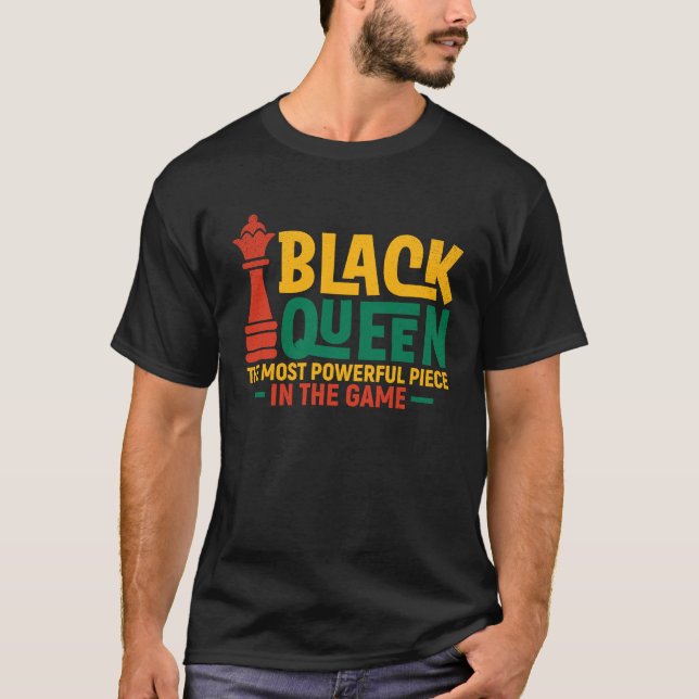 Black Queen Most Powerful Chess African American W T Shirt (Framsida)