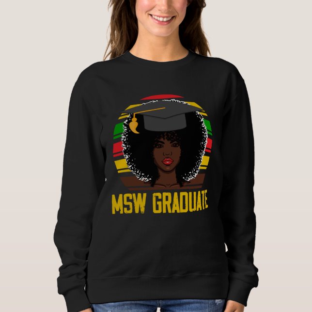 Black Queen MSW Social Work Retro Afro Masters Gra T Shirt (Framsida)
