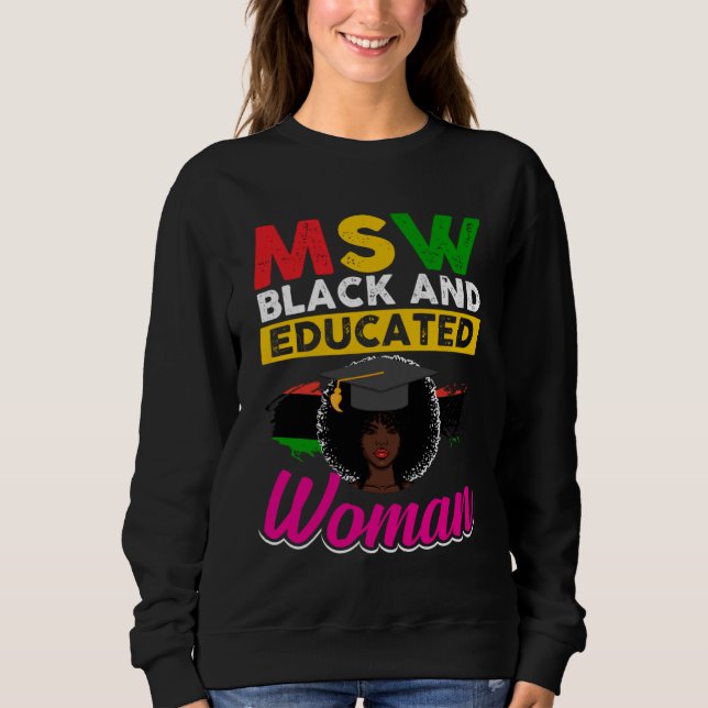 Black Queen MSW Social Work Woman Masters Graduati T Shirt (Framsida)