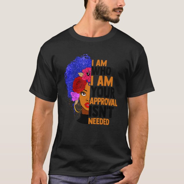 Black Queen Natural Afro African Dam Curly Americ T Shirt (Framsida)