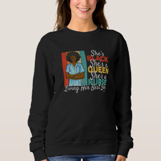 Black Queen Nurse Living Her Best Life Black Histo T Shirt