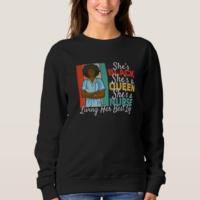 Black Queen Nurse Living Her Best Life Black Histo T Shirt (Framsida)