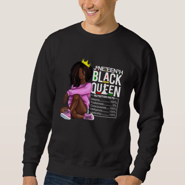 Black Queen Nutritional Facts African American Wom Lång Ärmad Tröja (Framsida)