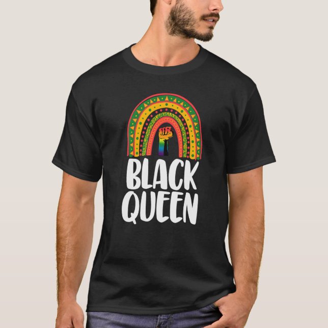 Black Queen Power Rainbow Women African Black Hist T Shirt (Framsida)