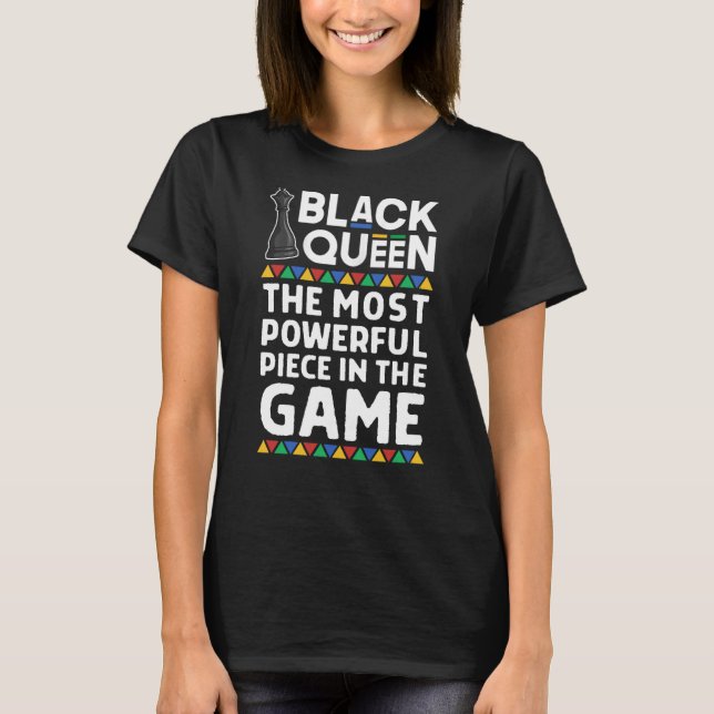 Black Queen Powerful Chess Biet African Pride T Shirt (Framsida)