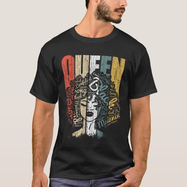 Black Queen Pride for Women African American Power T Shirt (Framsida)