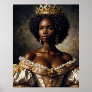 Black Queen Wearing Krona Art Poster