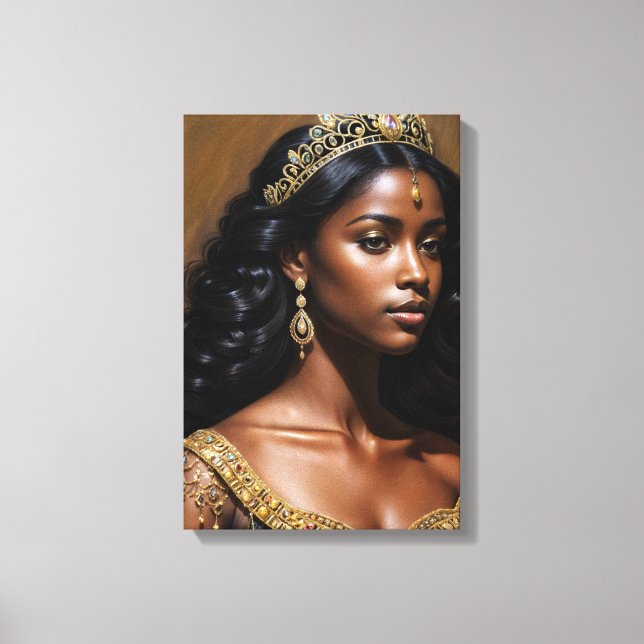 Black Queen Wearing Tiara Porträtt Canvastryck (Framsida)
