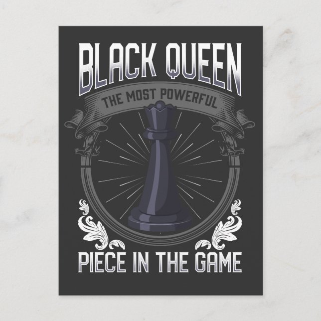 Black Queen Woman Powerful Girl Chess Biet Vykort (Framsida)
