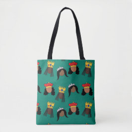 Black Queens shopping bag Tote Tygkasse