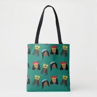 Black Queens shopping bag Tote Tygkasse