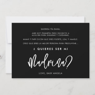 Black Quieres ser mi madrina Godmoder-kort Inbjudningar