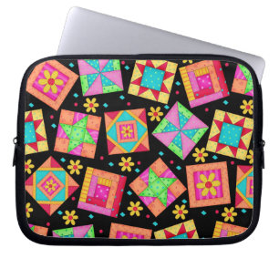 Black Quilt Art Laptop sleeve