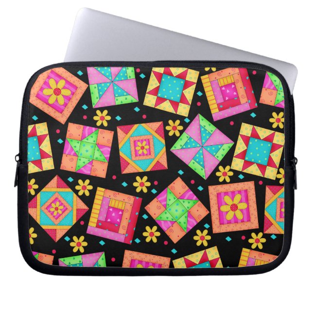 Black Quilt Art Laptop sleeve (Framsidan)
