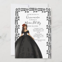 Black Quinceanera Dress Inbjudningar