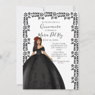 Black Quinceanera Dress Inbjudningar
