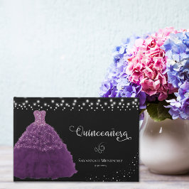 Black Quinceanera Lila Gown String Ljus Photo Gästböcker