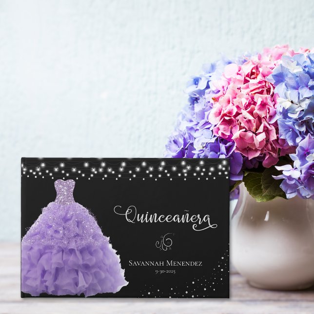 Black Quinceanera Lt Lila Gown Ljus Photo Gästböcker (Skapare uppladdad)