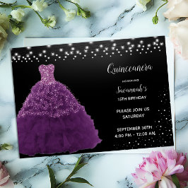 Black Quinceanera Princess Lila Gown Ljus Inbjudningar