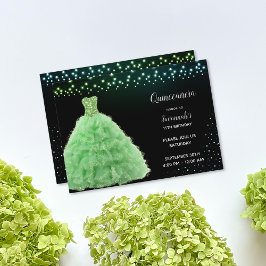 Black Quinceanera Princess Lime Green Gown Ljus Inbjudningar