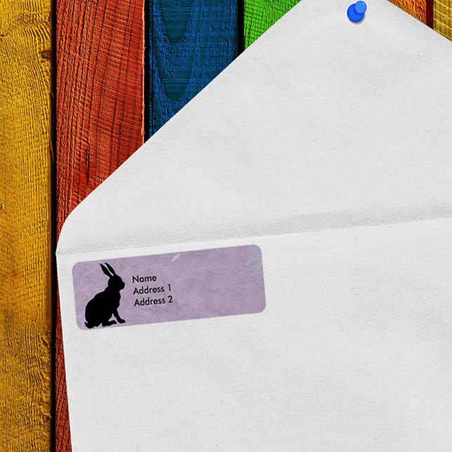 Black Rabbit Silhouette Marcular Lila Returadress Etikett (Skapare uppladdad)