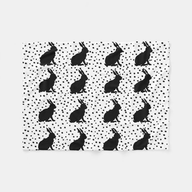 Black Rabbit Silhouette Påskhare Fleecefilt (Framsidan (Horisontell))