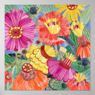 Black Racer och Zinnias poster