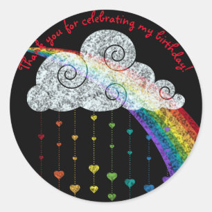 BLACK RAINBOW CLOUDS TACK CHILDRENS STICKER RUNT KLISTERMÄRKE