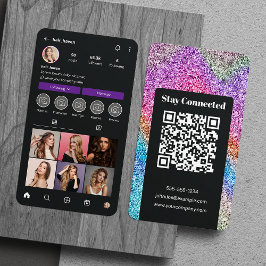 Black & Rainbow Glitter Instagram Hairdresser Visitkort