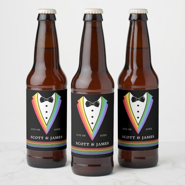 Black Rainbow Personlig Marskalkar Gay pride Ölflaska Etikett (Flaskor)